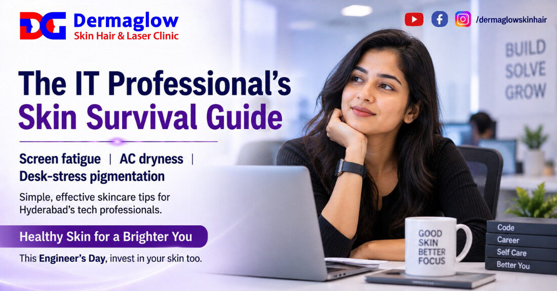 Read more about the article The IT Professional’s Skin Survival Guide: Screen Fatigue, AC Dryness & Desk-Stress Pigmentation